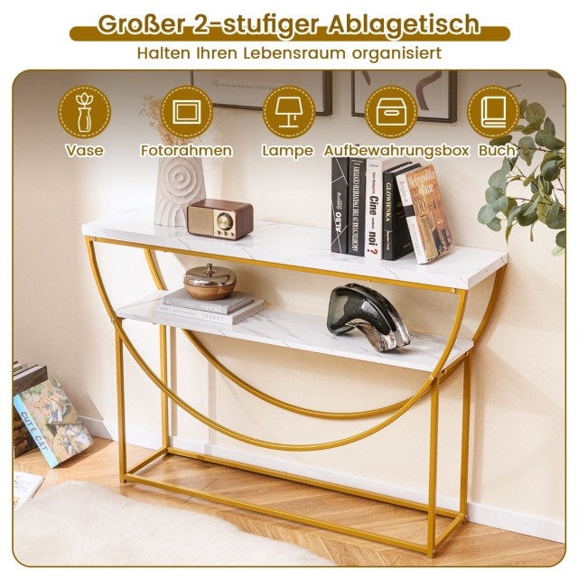 Costway Ανθεκτικό Τραπέζι Κονσόλας 120 x 30 x 80,5 cm με Ψεύτικη Μα...