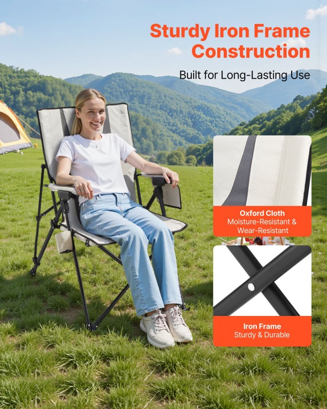 VEVOR Πτυσσόμενη Καρέκλα Camping Υψηλής Πλάτης, Διαστάσεις 22.83 x ...