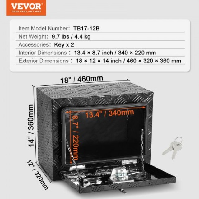 Κουτί Εργαλείων Αλουμινίου VEVOR 18x12x14 για Φορτηγά & Τρέιλερ  CDKCGJX218120ZEXAV0
