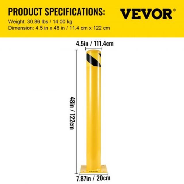 Προστατευτικός Κώνος VEVOR 48, Χάλυβας 4.5, Κίτρινος με 8 Άγκυρες  AQZYCHS484.52DZ38V0