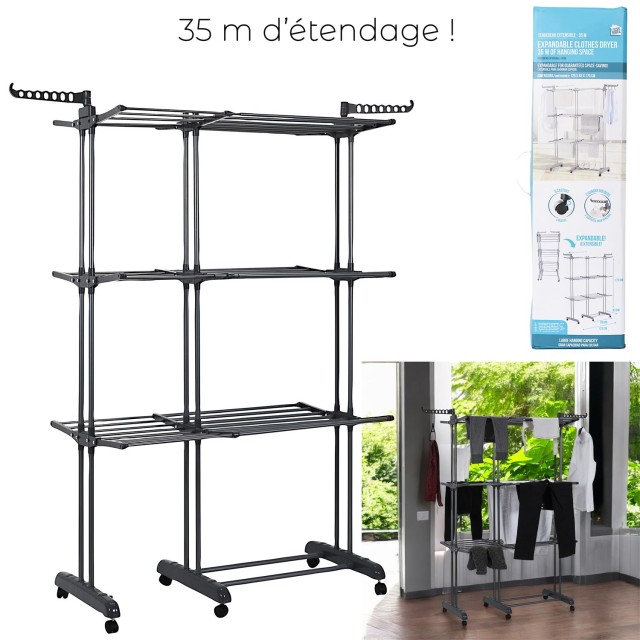 JE CHERCHE UNE IDEE Τροχήλατη Απλώστρα 3 Επιπέδων Aire 143 x 175 x ...