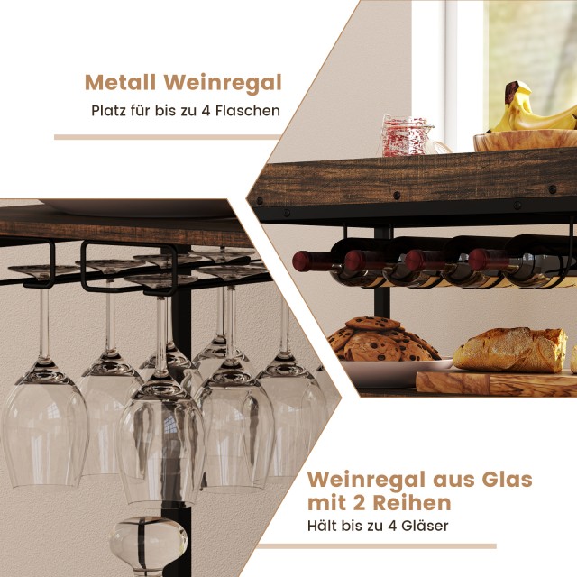 Costway  Κουζινικός Καρότσι με Αποσπώμενο Δίσκο, 3 Επιπέδων σε Vint...