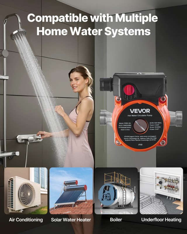 VEVOR Αντλία Κυκλοφορίας Ζεστού Νερού 38 LPM, Ρυθμιζόμενης Τριών Τα... VEVOR Αντλία Κυκλοφορίας Ζεστού Νερού 38 LPM, Ρυθμιζόμενης Τριών Τα...