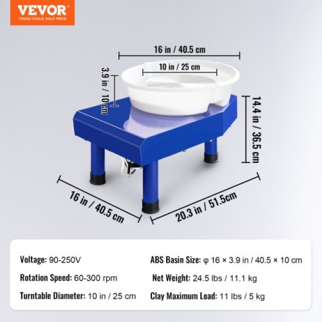 Κεραμικός Τροχός VEVOR 9.8 με Πεντάλ & Εργαλεία 350W  SJ350W0300RPM8VTNV2