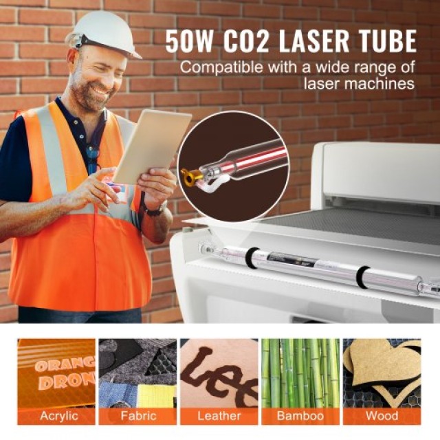 VEVOR Λέιζερ Σωλήνας 50W CO2 850mm 50mm για Μηχάνημα Λέιζερ  CO2JGG50W00025GL9V9