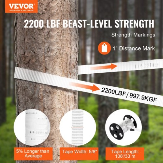 VEVOR Πολυεστερική Ταινία Έλξης 5/8 x 108, Αντοχή 2200 lbf, Λευκή  ...