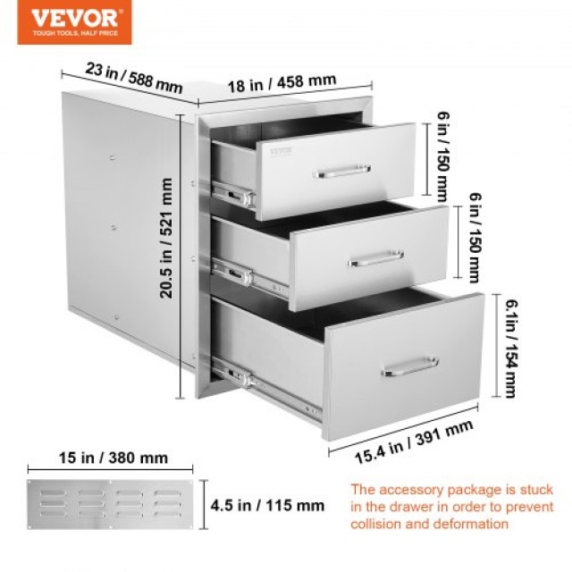 Συρτάρι Κουζίνας Εξωτερικού Χώρου Vevor 45x58cm Ανοξείδωτο Ατσάλι  18X23YC3CBXGCTG01V0