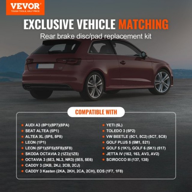 Σετ Πίσω Φρένων VEVOR για Audi A3(8P) QCCCPTZAUDIAAMA19V0 Σετ Πίσω Φρένων VEVOR για Audi A3(8P) QCCCPTZAUDIAAMA19V0