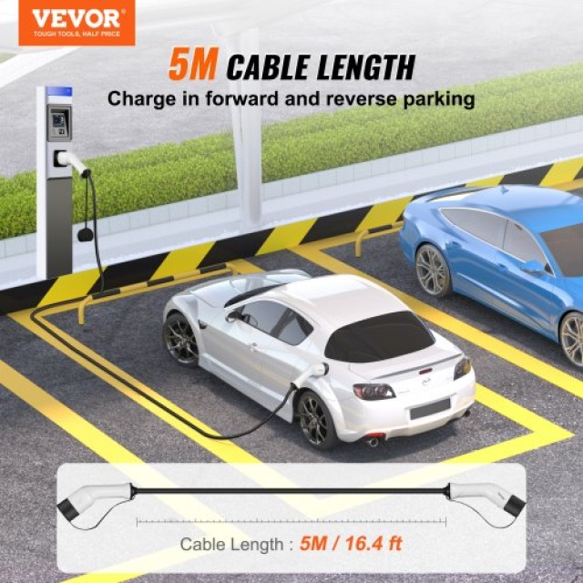 Καλώδιο Φόρτισης EV VEVOR Type 2 σε Type 2 16A 5m 3.6kW TPU  OBDDCCD36KW5MU1O1V0