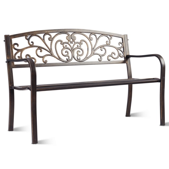 Costway Τριθέσιος Πάγκος Κήπου από Σίδερο 126 x 60 x 85 cm OP70766CP