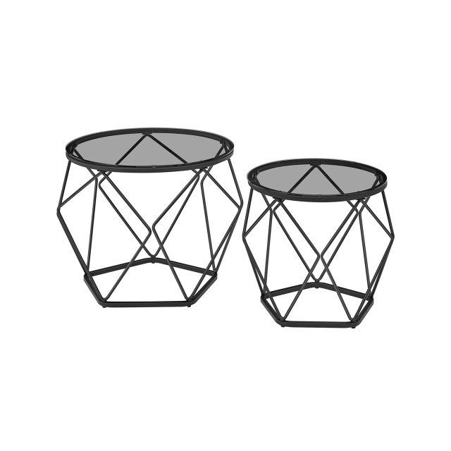 Σετ 2 Στρογγυλά Τραπεζάκια Γκρι/Μαύρο 50 x 40 cm - 40 x 36 cm LGT040B03 VASAGLE