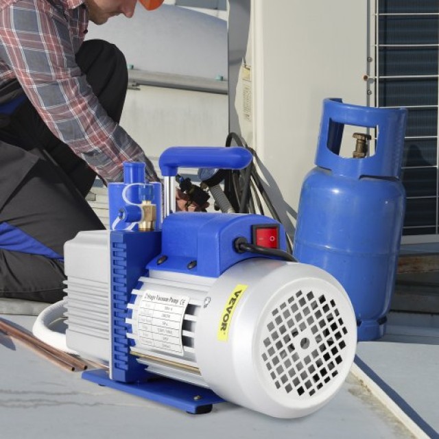 VEVOR Αντλία Κενού 10CFM 1HP Διπλού Σταδίου 220V για HVAC & Επεξεργασία Τροφίμων  QCK10CFM-220V9FSXV2