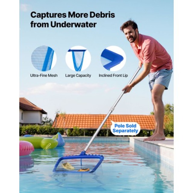 VEVOR Πλήρες Σετ Καθαρισμού Πισίνας 4-σε-1 με 2 Βούρτσες και 2 Δίχτ...