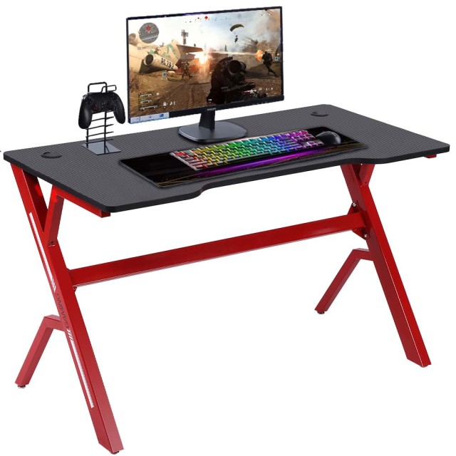 BAKAJI Γραφείο Gaming για Υπολογιστή από Μέταλλο και Ξύλο MDF με Mouse Pad 02012073