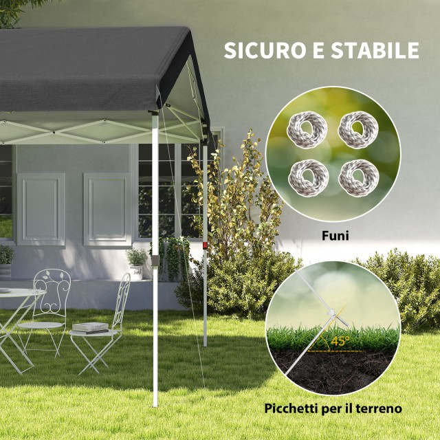 Outsunny Αναδιπλούμενη Πέργκολα Pop Up 6x3 m, UPF50+ με Ρυθμιζόμενο Ύψος και Τσάντα Μεταφοράς, Σκούρο Γκρι 84C-660V00CG