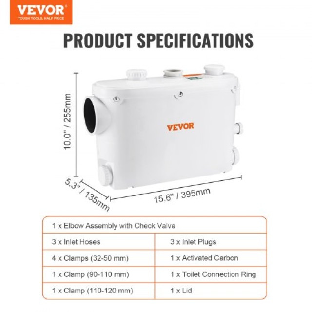 Αντλία Μακερατέρ VEVOR 500W για Τουαλέτα & Νεροχύτη  MTJZ500W8MWC3PI5XV2