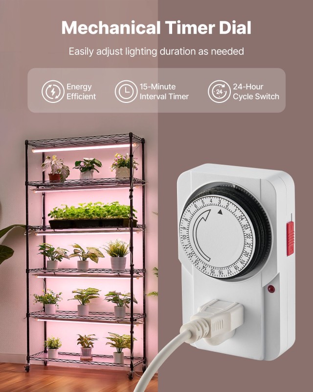 VEVOR 6-Ράφια Εσωτερική Ραφιέρα Φυτών με Φωτισμό Ανάπτυξης και Χρον...