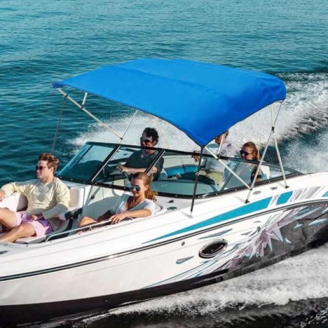 Κάλυμμα Σκάφους VEVOR 4 Bow Bimini Top, 900D Πολυεστέρας, 1 Σκελετός Αλουμινίου, Αδιάβροχο, 8L x 54H x 91-96W, Μπλε του Ειρηνικού  4GCYZYP8L919WCX6CV0