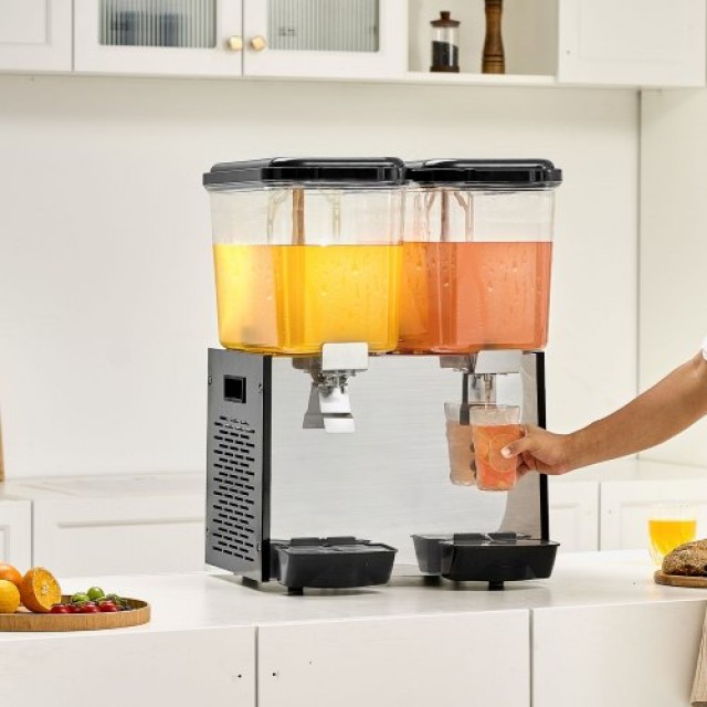 VEVOR  Εμπορικός Διανομέας Ποτών 18L x 2 Δεξαμενές Κρύου Χυμού SYYLJJBSJXS172LLCV2