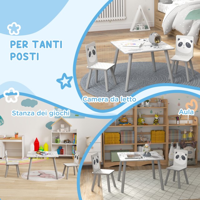 ZONEKIZ Σετ Τραπεζάκι και 2 Καρέκλες για Παιδιά 3-8 Ετών από MDF και Ξύλο Πεύκου, Γκρι 312-102V00GY