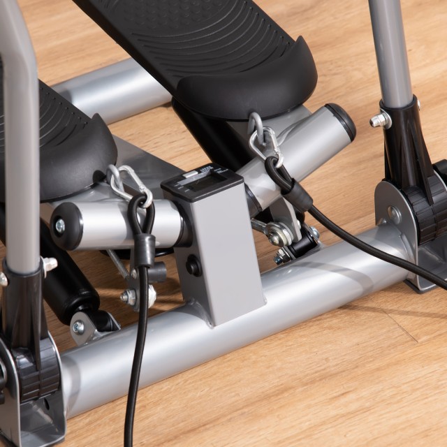 HOMCOM Ασημένιο Stepper Fitness με Λαβή και Οθόνη LCD, Διαστάσεις: ...