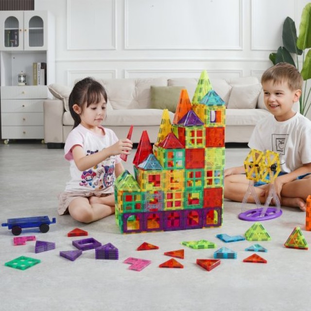 VEVOR  Μαγνητικά Πλακίδια Κατασκευής 180 Τεμ 3D για Παιδιά JZKCLPJM...