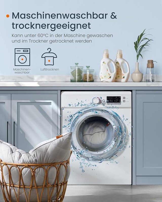 Μαξιλάρι SONGMICS HOME 80x80 εκ. Αναστρέψιμο, Δροσερό Κάλυμμα, 1200g Γέμιση, Πλενόμενο, Γκρι 