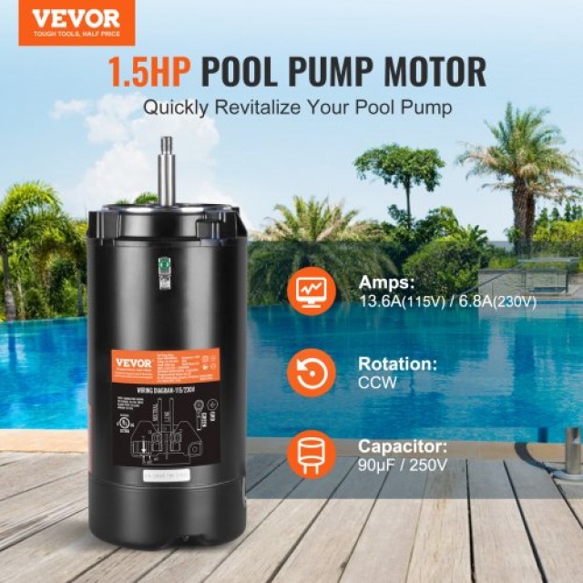 VEVOR Αντλία Πισίνας 1.5HP 3450RPM  YCBDJ15HP56JKPGQYV9