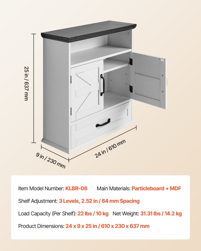 VEVOR Ντουλάπι Τοίχου Μπάνιου με Ρυθμιζόμενο Ράφι, Λευκό, 61x23x63.... VEVOR Ντουλάπι Τοίχου Μπάνιου με Ρυθμιζόμενο Ράφι, Λευκό, 61x23x63....