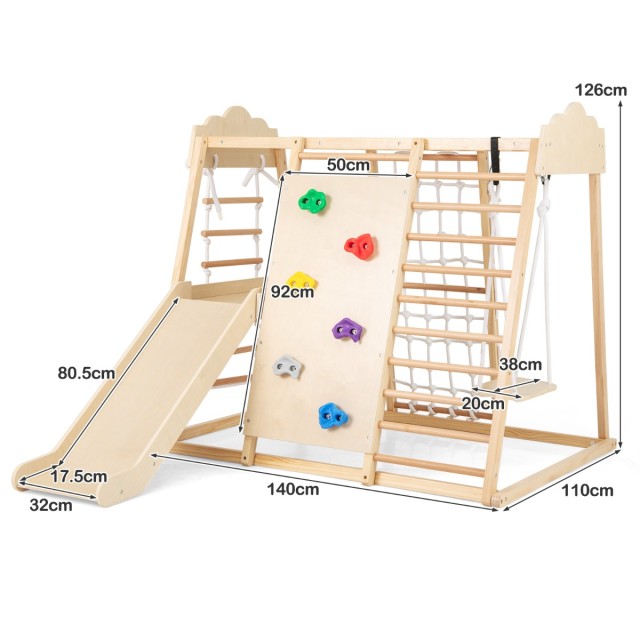 Costway Σετ Γυμναστικής 8-σε-1 από Ξύλο Montessori με Κλιμακοστάσια...
