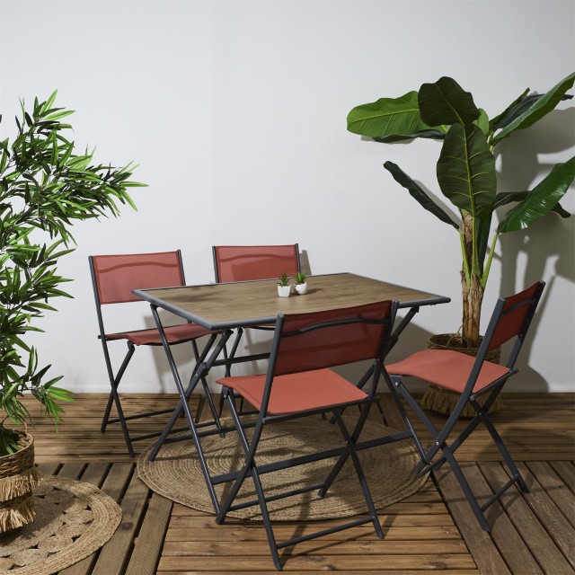 Home Deco Factory Μαύρο Μεταλλικό Τραπέζι με Ξύλινη Υφή, 110 x 71 x...