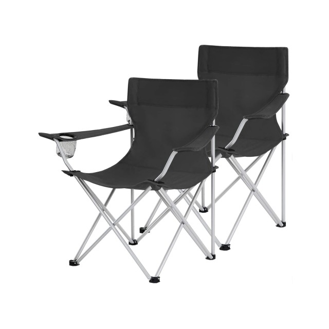 SONGMICS Σετ 2 τμχ  Πτυσσόμενες Καρέκλες Camping 64 x 60 x 100 cm με Μπράτσα και Θήκη για Ποτήρι, Μέγιστο Βάρος 120 κιλά,  Μπλε GCB02BU 