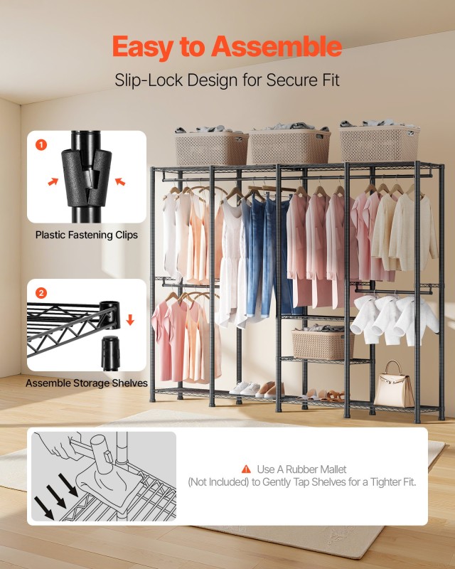 VEVOR Ράφι Ρούχων Βαρέως Τύπου με Διαστάσεις 194x40x193 εκ. SLJTCYJ...