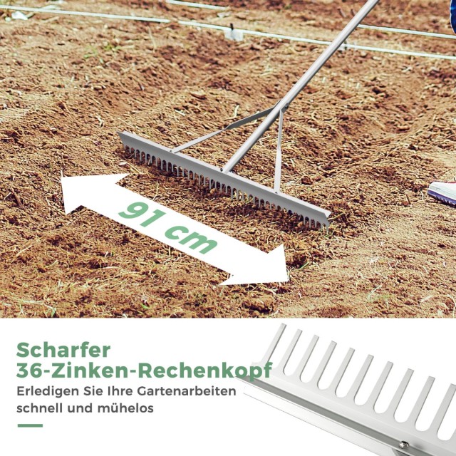 Costway  Βαρύ Καλλιεργητικό Τσουγκράνα Αλουμινίου με Διπλής Όψης Κε...