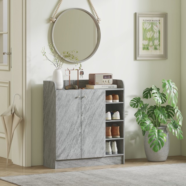 HOMCOM Σύγχρονο Παπουτσοθήκη Ξύλινη με 4 Ανοιχτά Ράφια και Ντουλάπι... HOMCOM Σύγχρονο Παπουτσοθήκη Ξύλινη με 4 Ανοιχτά Ράφια και Ντουλάπι...