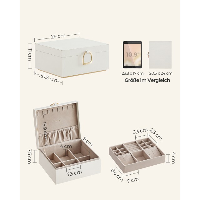 SONGMICS Κοσμηματοθήκη με Λαβή 20.5 x 24 x 11 cm Λευκό JBC165W01