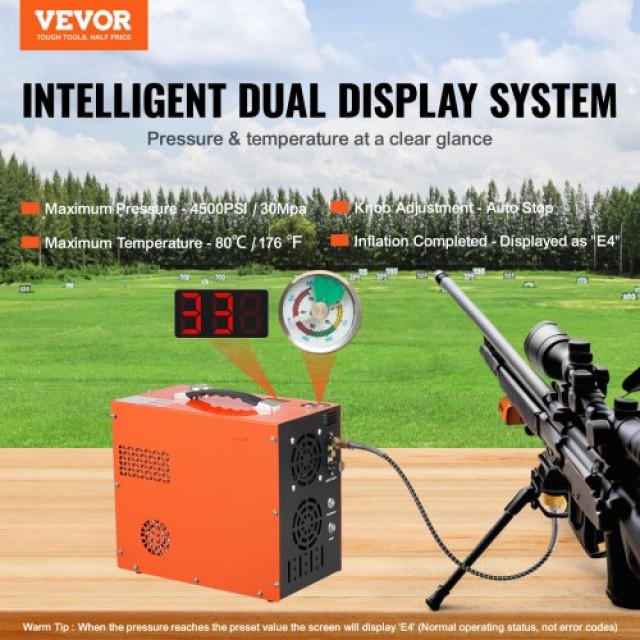 VEVOR Φορητός Συμπιεστής Αέρα PCP, 4500PSI/30Mpa  Συμπιεστής PCP Αεροβόλου QQGYCQJ350WFB61NXV2