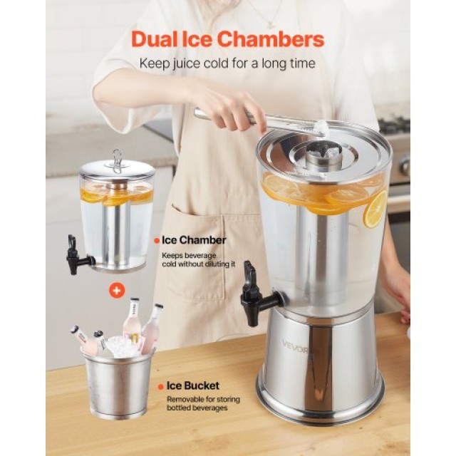 VEVOR Ανοξείδωτος Διανεμητής Ποτών 8L με Στύπωμα και Θάλαμο Πάγου γ... VEVOR Ανοξείδωτος Διανεμητής Ποτών 8L με Στύπωμα και Θάλαμο Πάγου γ...