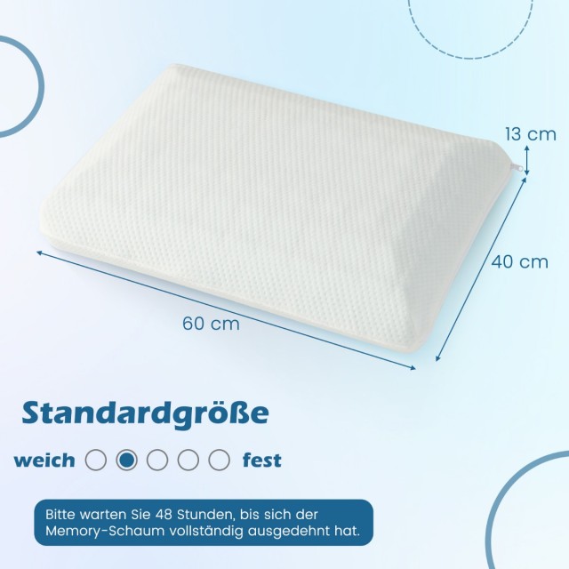 Costway Σετ 2 Μαξιλαριών Ψύξης 40 x 60 cm Μαξιλάρια Ψύξης για Ύπνο με Πλενόμενο Κάλυμμα Μηχανής HU10642