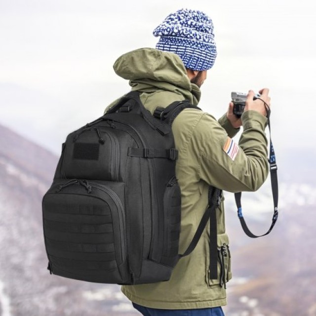 VEVOR  Στρατιωτικό Σακίδιο 40L με Molle & Σφουγγαράκι Μαύρο  ZSBBCDSHS40LC7V25V0