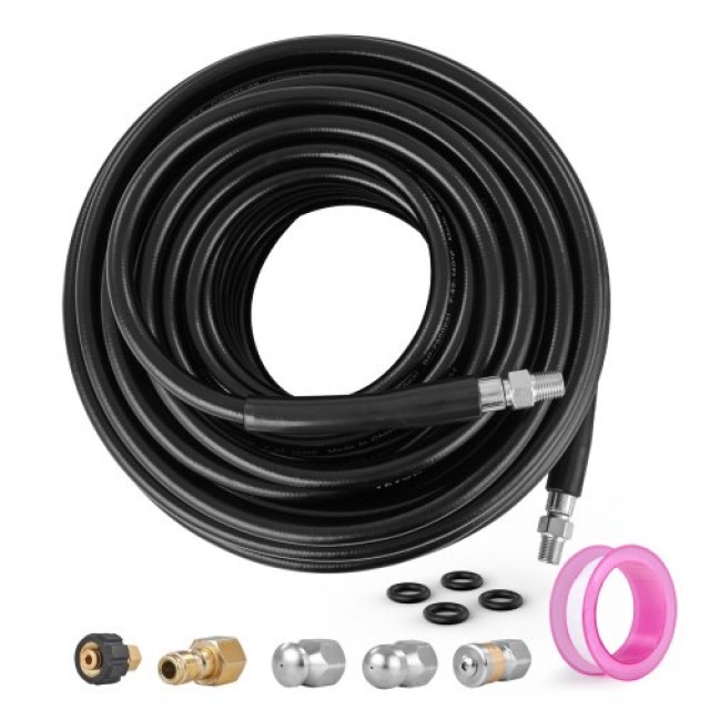 VEVOR Σωλήνας Πλυστικού Μηχανήματος, 30.5μ, 6.35mm Αντικατάσταση με Ορειχάλκινο Σπείρωμα, 4200 PSI  GYQXRG100FT1WFYA4V0