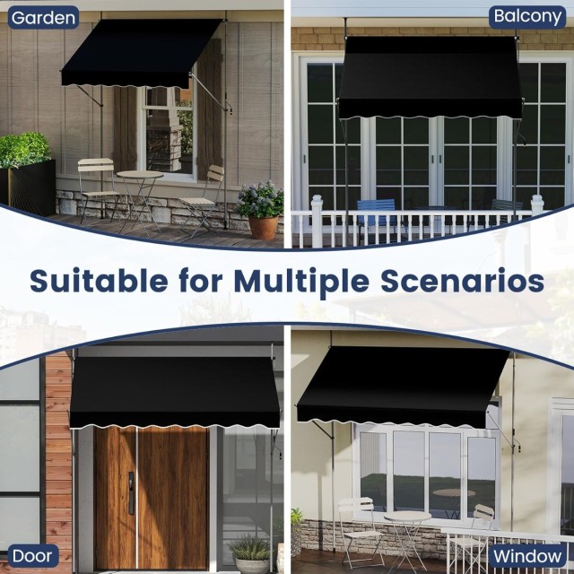 Costway Ρυθμιζόμενη Μαύρη Τέντα με Μανιβέλα 250 cm, Ανθεκτική στην ... Costway Ρυθμιζόμενη Μαύρη Τέντα με Μανιβέλα 250 cm, Ανθεκτική στην ...