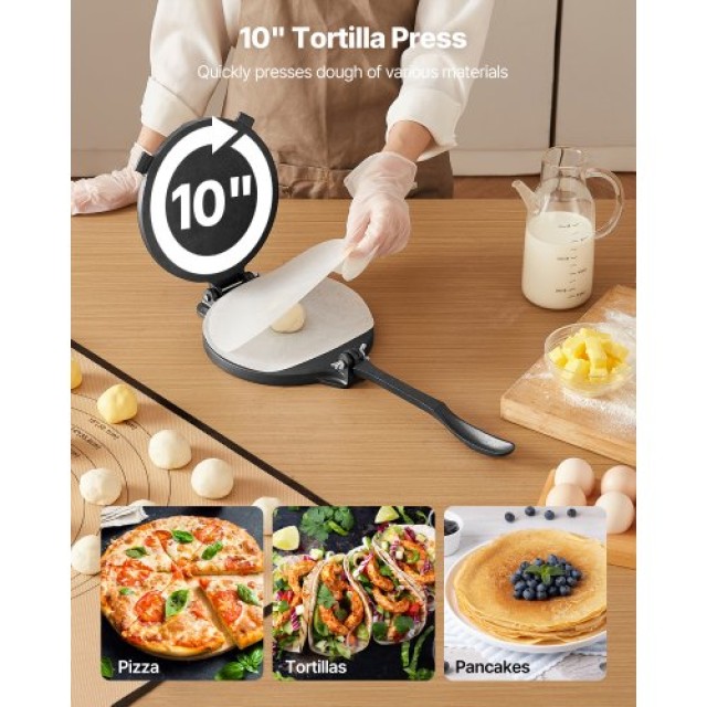 VEVOR Πρέσα Τορτίγιας 10 ιντσών από Βαρύ Χυτοσίδηρο για Ροτί και Τσ...
