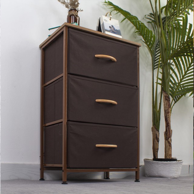 BAKAJI Καφέ Ξύλινη Συρταριέρα με 3 Ράφια Υφάσματος 75x46x30εκ 02814749 BAKAJI Καφέ Ξύλινη Συρταριέρα με 3 Ράφια Υφάσματος 75x46x30εκ 02814749