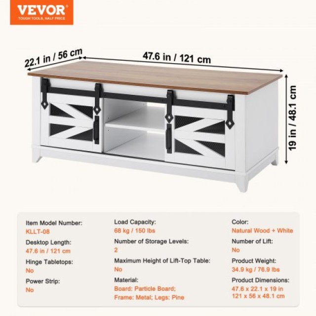 VEVOR  48 Αγροτικό Τραπεζάκι Καφέ 2 Επιπέδων με Συρόμενες Πόρτες Αχυρώνα ZFXBSKFZ48YCNTXNBV0