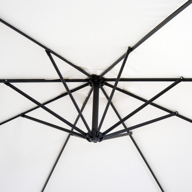 Ομπρέλα κήπου Outsunny με μανιβέλα, Φ3x2,5m, Λευκό 84D-037CW
