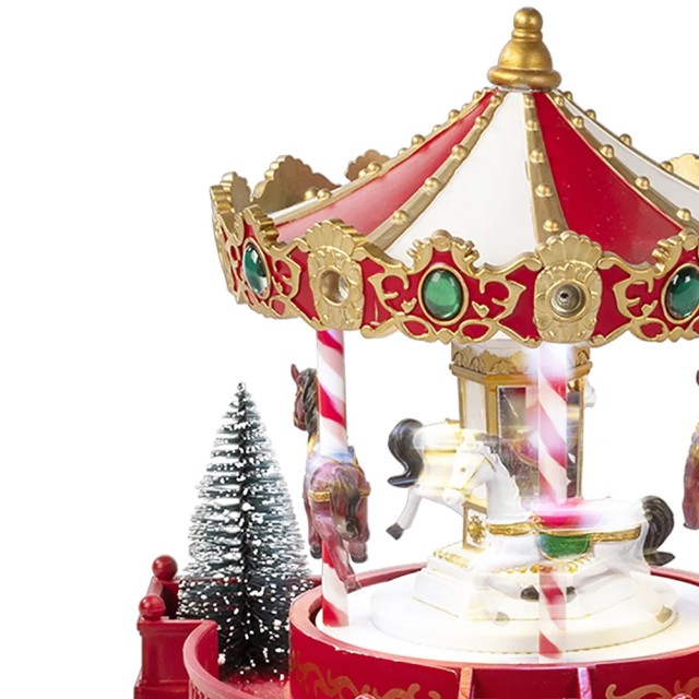 BAKAJI Χριστουγεννιάτικο Καρουζέλ με Άλογα και Φώτα και Μουσική Διά...