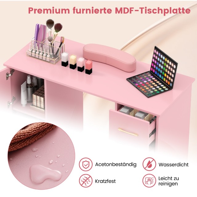 Costway Τραπέζι Μανικιούρ με Αποθηκευτικό Χώρο και Ανθεκτική Επιφάν...