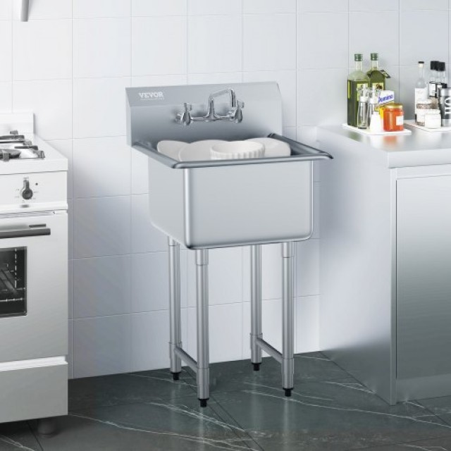 VEVOR Νεροχύτης Ανοξείδωτος Μονός με Βρύση, 53x104 εκ.  SYLSSCDCY18...