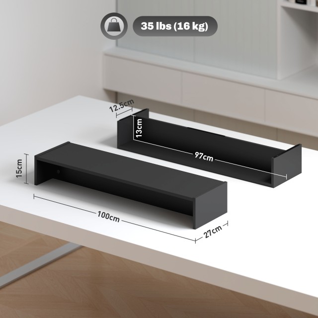 HOMCOM Βάση για Οθόνη με 2 Θήκες Αποθήκευσης από Ξύλο, 100x27x15 ε... HOMCOM Βάση για Οθόνη με 2 Θήκες Αποθήκευσης από Ξύλο, 100x27x15 ε...